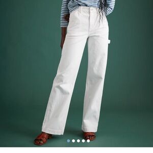 AE77 Women’s Premium Stovepipe Carpenter Jean White Size 12